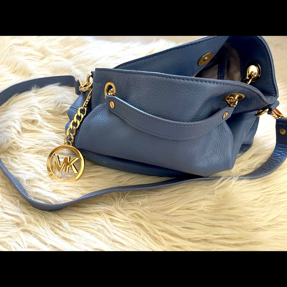 Michael Kors blue leather chain shoulder bag